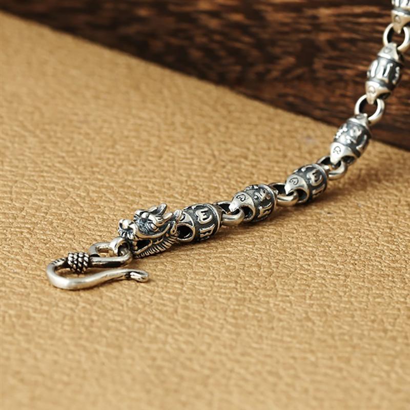Серебряный модный смеситель с шестью символами, универсальный браслет на запястье для женщин, винтажный трендовый аксессуар, модные украшения