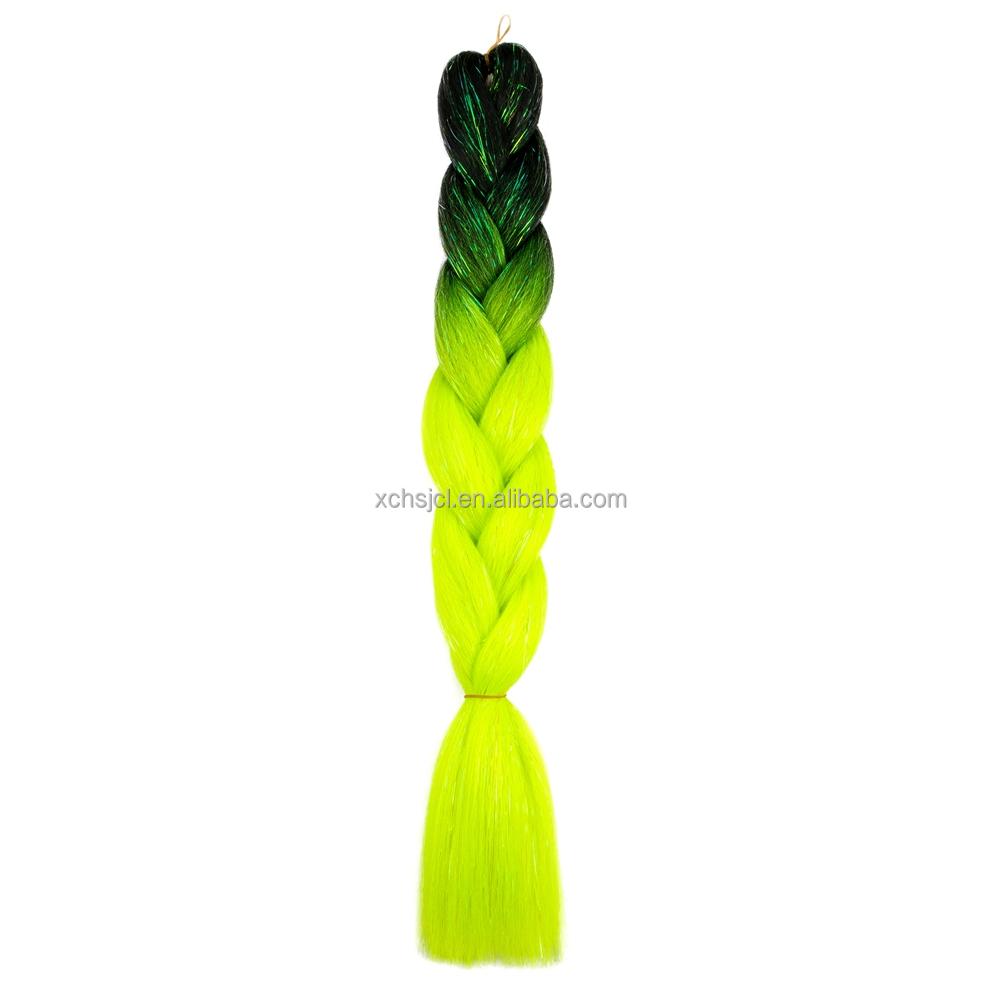 Customized Soft Heat Resistant Fiber Festival Ombre Pure 2 3 4 5 Tone Color Tinsel Glitter Jumbo Braiids