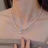 S925 Sterling Silver Aquamarine Pearl Necklace Women's Legal System Perfect Circle Pearl Ins Special Interest Light Luxury Handmade Bracelet