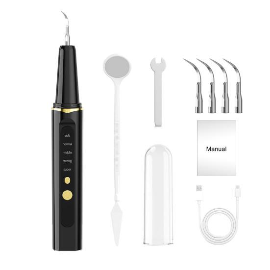 Удаление зубного налета с 1/4 сменными насадками Удаление зубного камня и налета Стоматологический инструмент Домашний Дорожный Перезаряжаемый Ультразвуковой Электрический Очиститель Зубов
