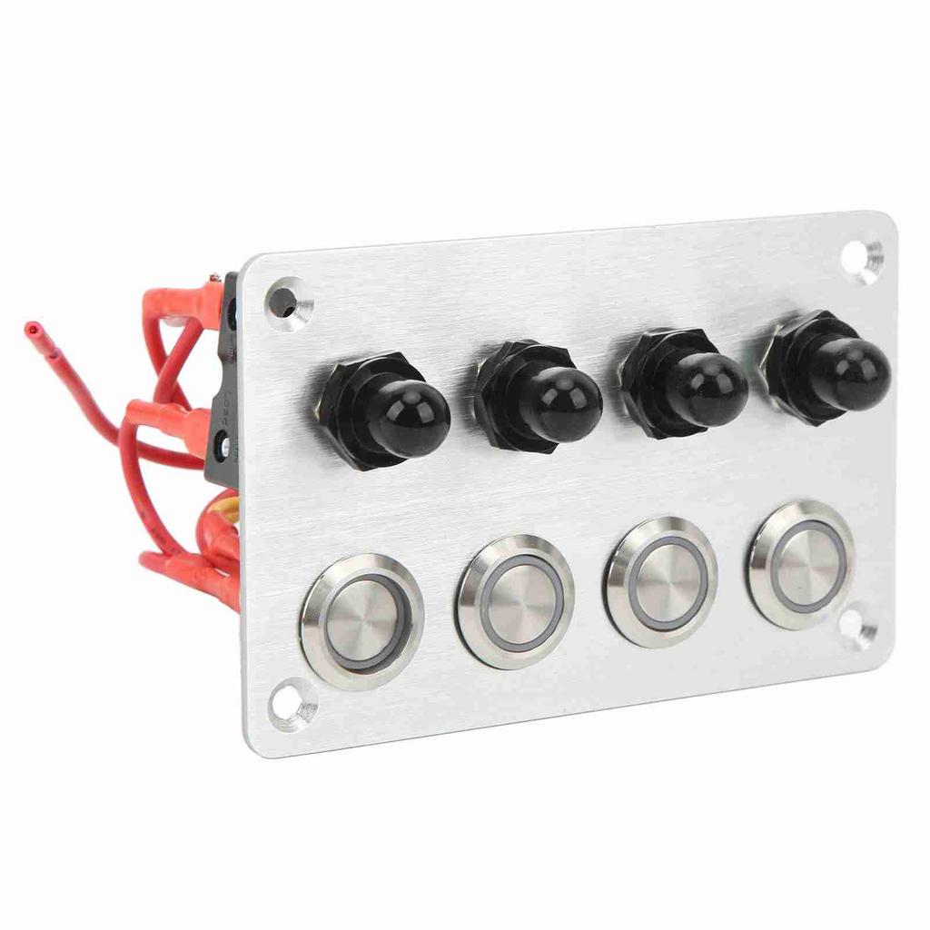 4-клавишная морская панель переключателей, синий светодиод, самоблокирующаяся кнопка, DC12V 16A, универсальная для автомобиля, лодки, дома на колесах, грузовика