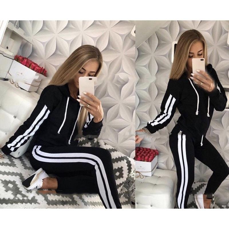 Женский комплект из двух предметов, спортивный костюм, толстовки с длинными рукавами и спортивные штаны, осенне-зимняя спортивная одежда