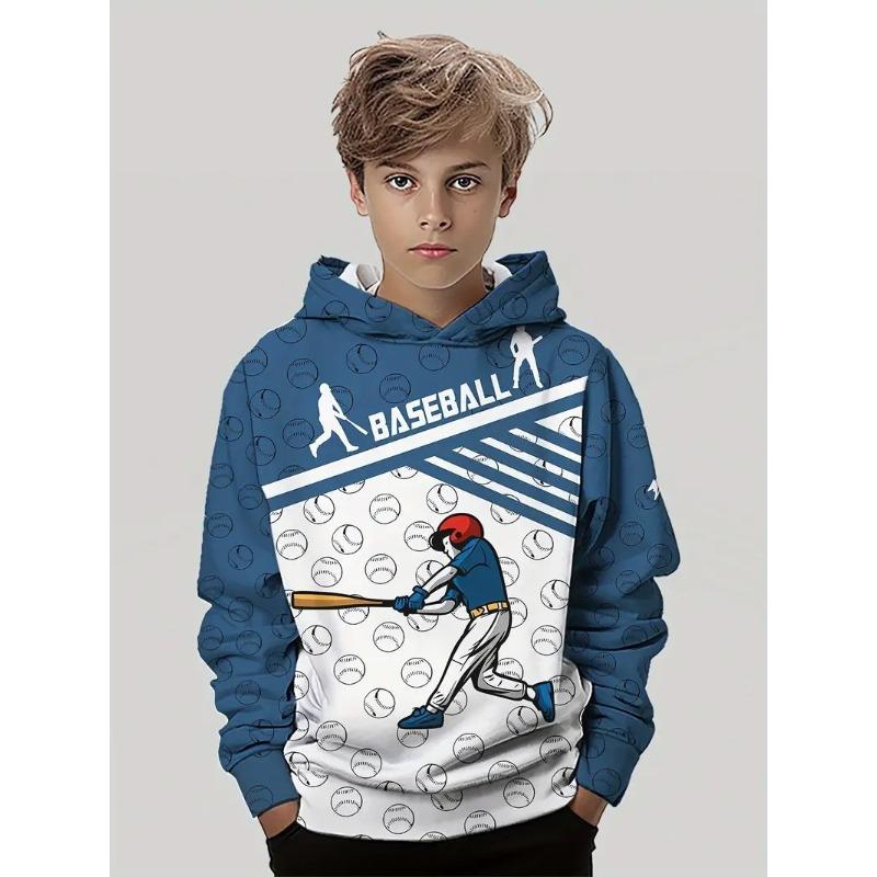 Autumn 3D Ball Games Printed Hoodies Fashionable Casual Sports Long Sleeved Children's Boy Hooded Sweatshirts