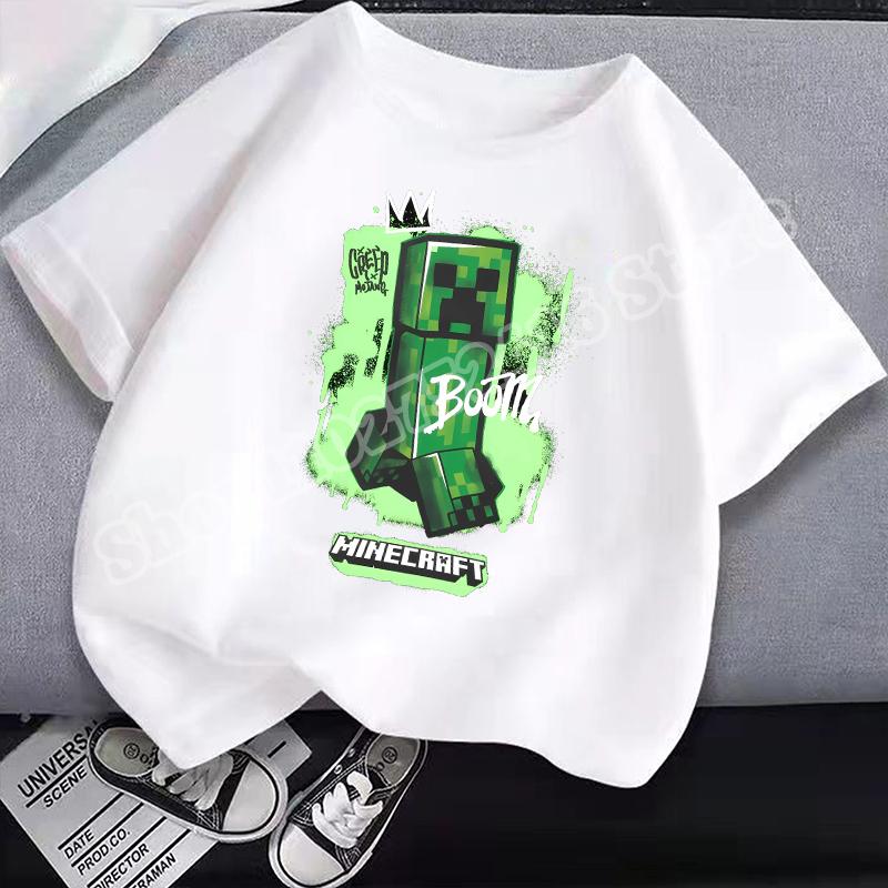 Детская хлопковая футболка с круглым вырезом Miner Crafted, с принтом на игровую тематику, с коротким рукавом, повседневные футболки для мальчиков, летняя одежда, детские подарки