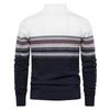 Men's Winter Print Stand Collar Half Zipper Slim Fit Knit Long Sleeve Top