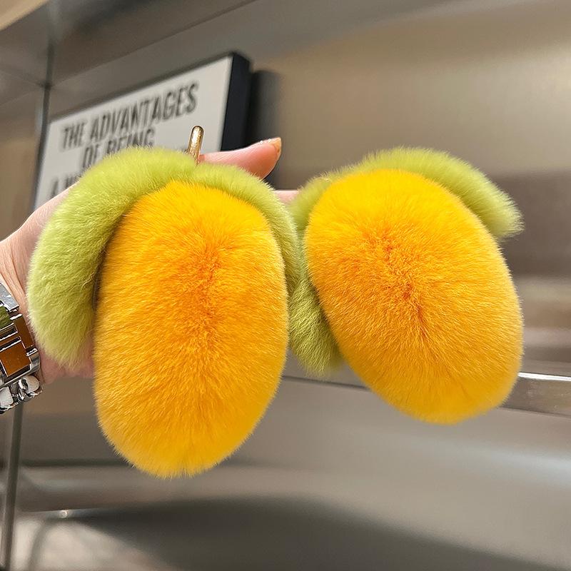 Настоящий Выдровый Кроличий Мех Маленький Манго Автомобильный Брелок Подвеска Ins Милая Плюшевая Кукла Кукла Сумка Сумка Украшение Милый Брелок