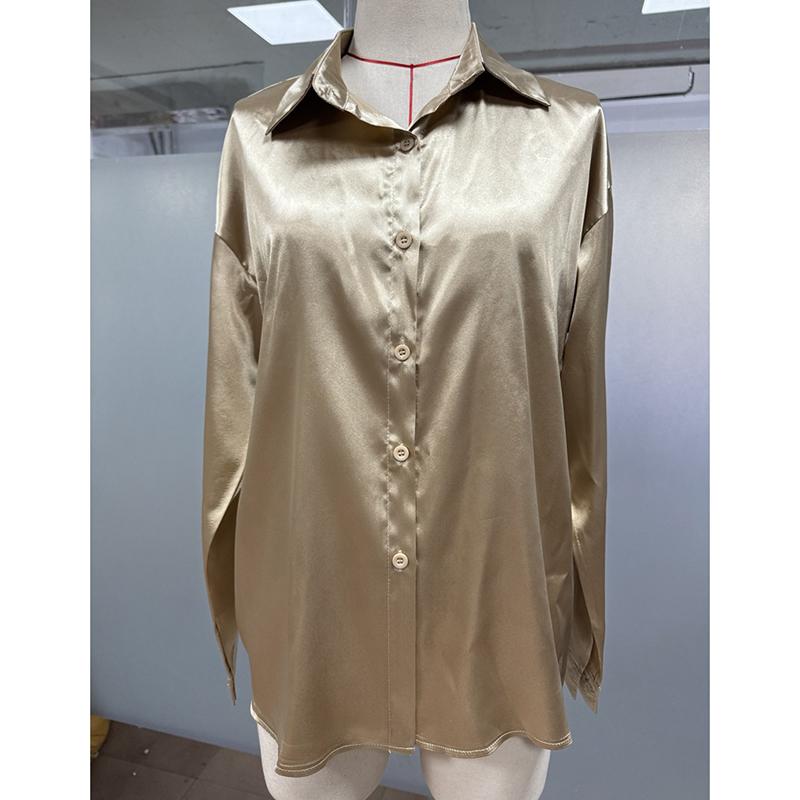 Модные повседневные свободные рубашки с длинным рукавом для женщин, весна и лето, новые офисные женские блузки, топы с пуговицами на лацканах, однотонные простые тонкие женские рубашки 26257