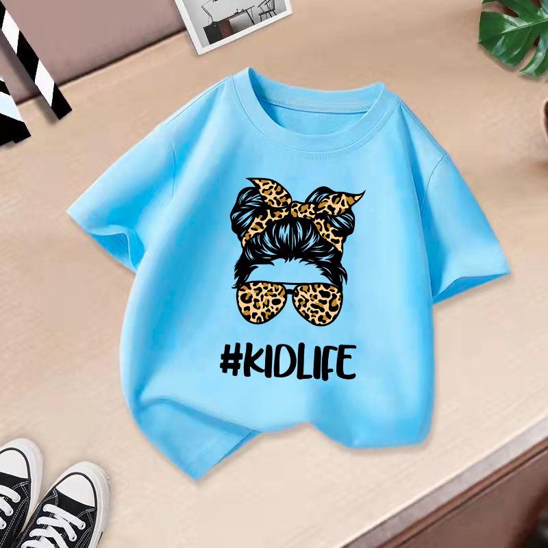 Унисекс летняя хлопковая футболка для детей 2024 – Модная с коротким рукавом и круглым вырезом для мальчиков и девочек