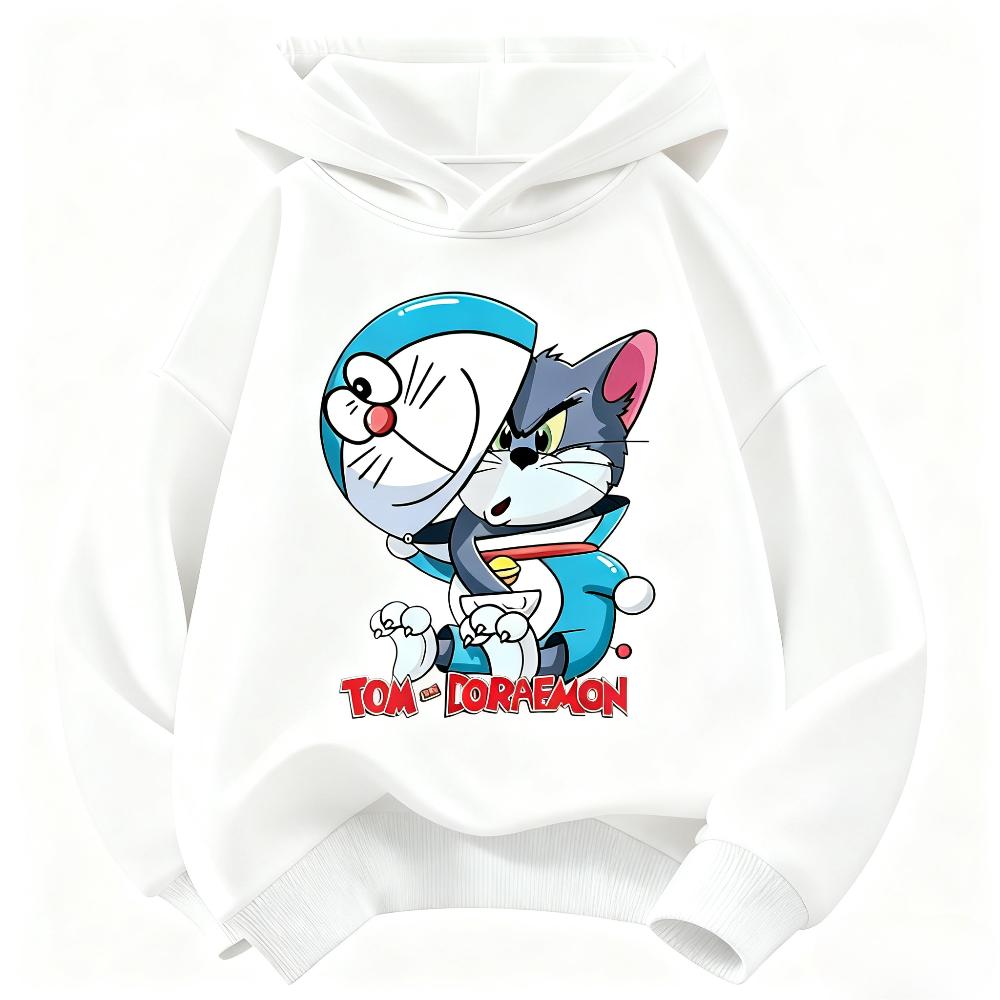 Новая детская толстовка Doraemon для мальчиков и девочек, осенне-зимняя теплая детская толстовка с капюшоном