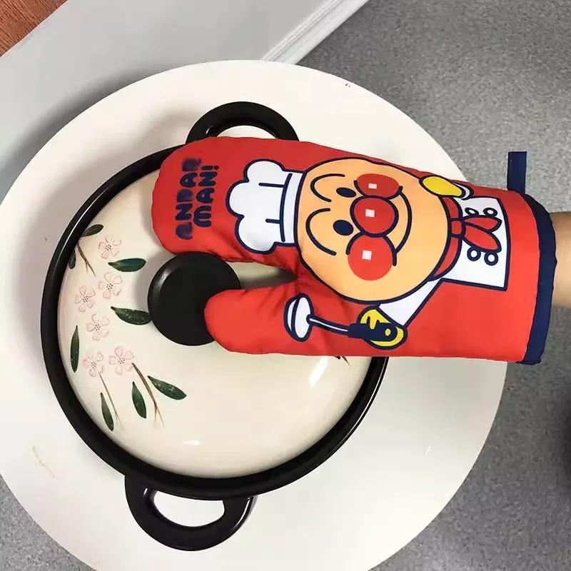 Утолщенные перчатки для микроволновой печи с двусторонней печатью, бытовые кухонные принадлежности для выпечки, перчатки для микроволновой печи с рисунком, противоожоговые
