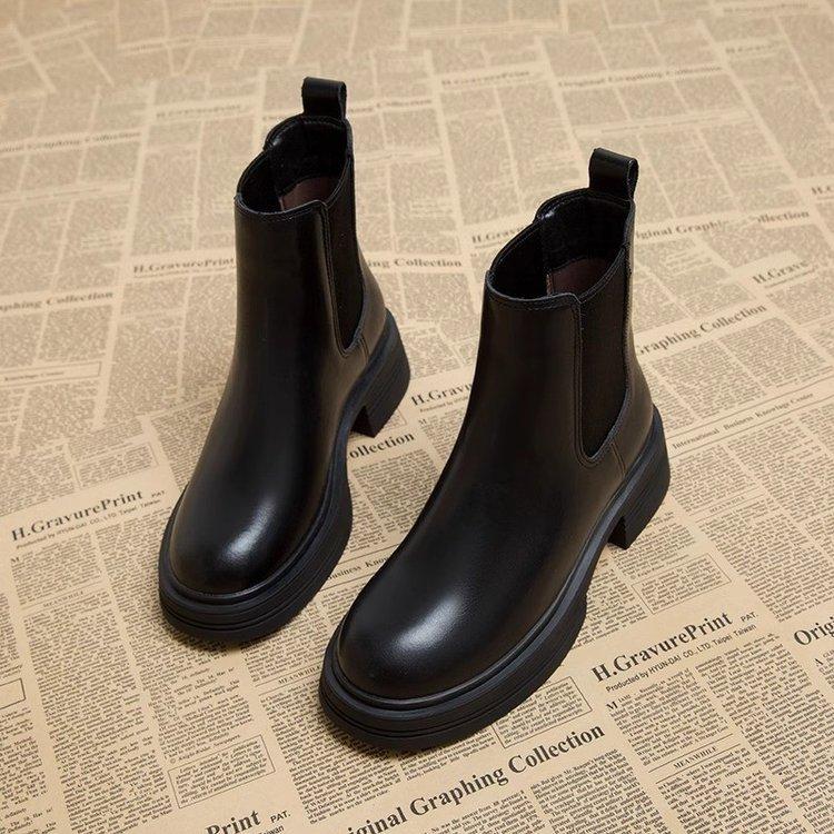 Soft leather version~ Chelsea boots women's 2025 new spring and autumn single boots super fire thick-soled thin short boots women's shoes cigare