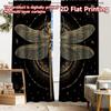 2pcs, 2D FLAT PRINTING Curtains (Without Rod) Golden Dragonfly Holiday Printed Curtains Semi-Sheer Curtains Outdoor Decorations