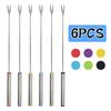 6Pcs Fondue Cheese Sticks 9.5Inch Color Stainless Steel Fondue Forks For Chocolate Fountain Cheese Hot Pot Barbecue Marshmallows