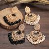 New Ethnic Gold Color Indian Jhumka Earrings for Women Pendient Heart Shape Beads Tassel Earring 2023 Vintage Brincos Zircon
