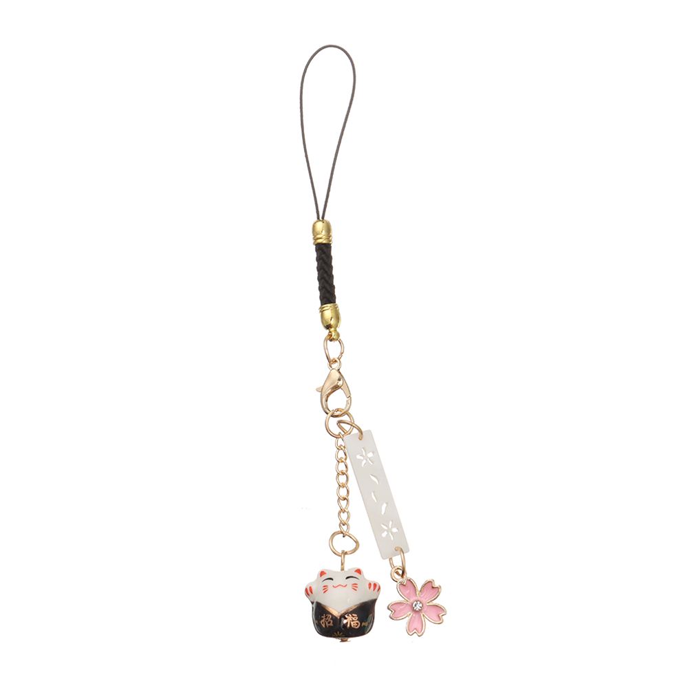Blossoms Keychain Wrist Rope Anti-lost Lanyard Sakura Lucky Cat Phone Lanyard Phone Strap Lanyard