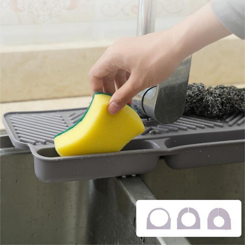 Sink Splash Guard Slip-proof Sink Faucet Mats Kitchen Sink Protector Instant Drying Mat In Gray Water Faucet Drip Tray For