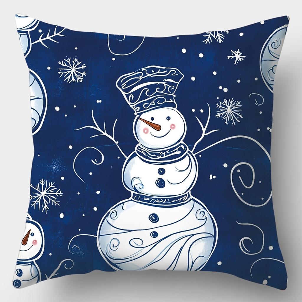 Home Decor Merry Christmas & Winter Animal Snowflake Pillow Pattern Cushion Cover Suitable For Sofa Bedroom Car Pillow Cover
