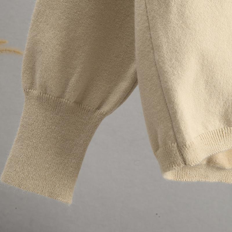 Autumn and Winter Alpaca Polo Collar Women's Fashionable Simple Solid Color Casual Knitted Sweater