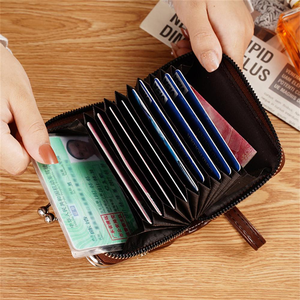 Женский кошелек с пряжкой, модный короткий кошелек для монет с ремешком на запястье, ретро отделения для карт, большая вместимость, несколько карманов для карт, женский зажим для денег