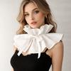 Шарф-накидка с завязками-лентами, с оборками, кружевом, шнуровкой, плиссированный, ретро, с воротником-стойкой, одежда для девочек
