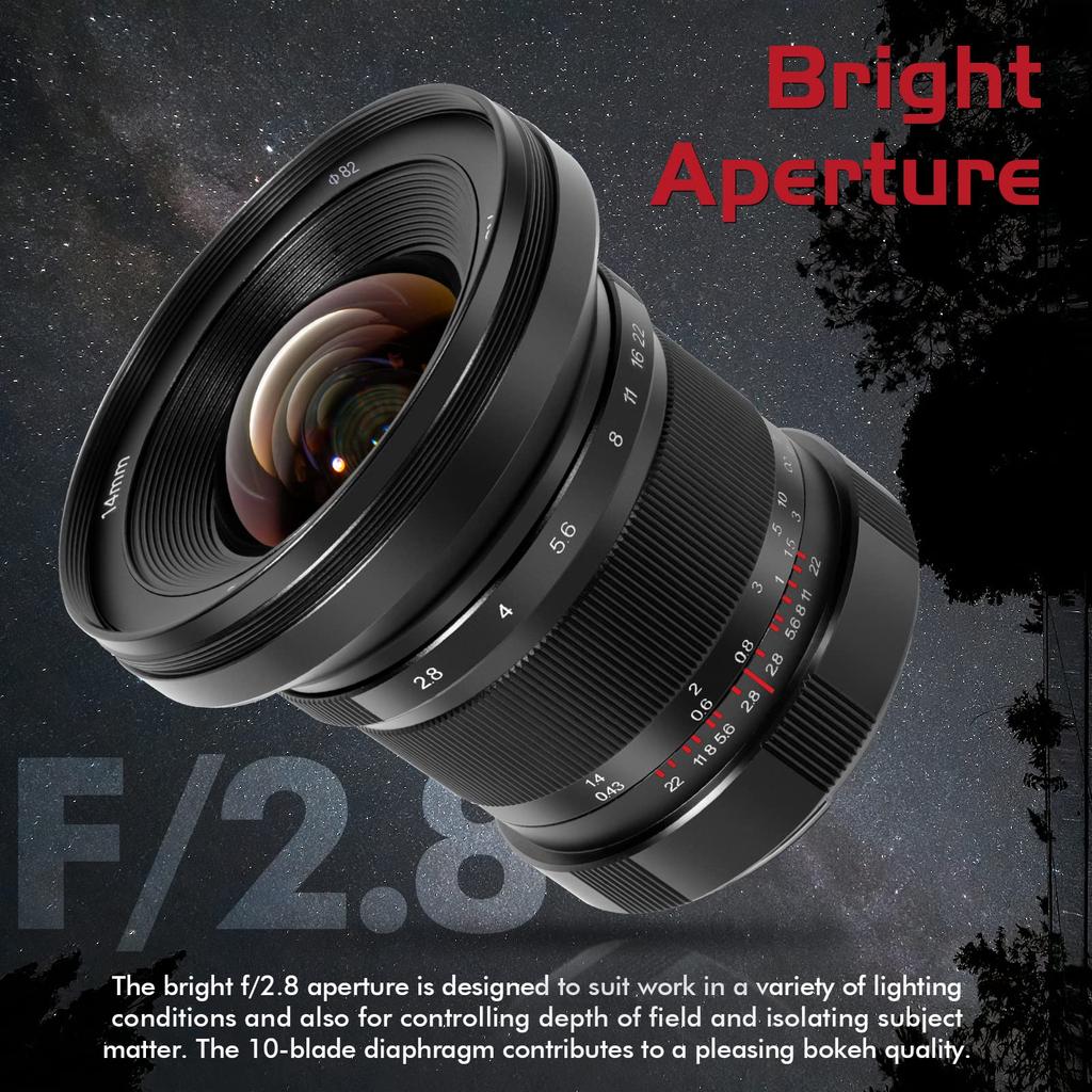Pergear 14mm II Ultra Manual Lens with Angle of View for Canon Compatible with EOS and Other Mirrorless Cameras F2.8 Wide-Angle 114° Full-Frame EOS-R