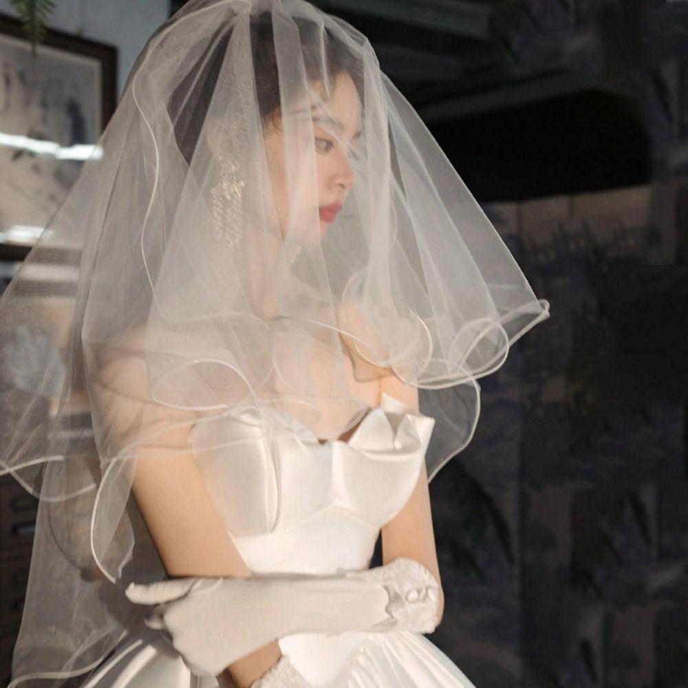 Двухслойные свадебные фаты короткая марля на голову невесты новая свадебная фата аксессуары для невесты