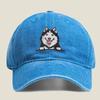 Happy Husky Portrait Fashion Washed Baseball Cap Hat Outdoor Activities