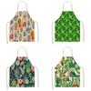 Cooking Bake Baking Kitchen Apron Cactus Pattern Men's and Women's Aprons Sleeveless Linen Apron Home Bib Cleaning Tools