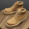 2025 прямая поставка мужская обувь зима новые резиновые сапоги на толстой подошве легкие ботинки Мартина британский вельвет термо подкладка рабочие короткие ботинки