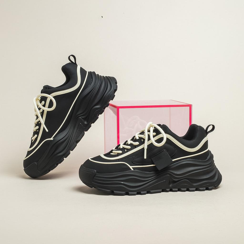 2024 New Fashion Mixed Colors Women Platform Shoes All-match Leisure Sports Korean Style Lace Beige Sneakers Autumn Winter