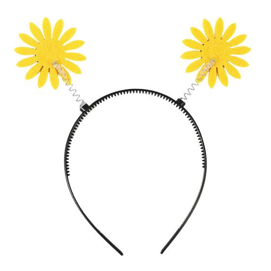 Обруч для волос с декором в виде подсолнечника, весенний дизайн, противоскользящая повязка на голову с зубцами для детей и взрослых, пластиковая легкая повязка на голову