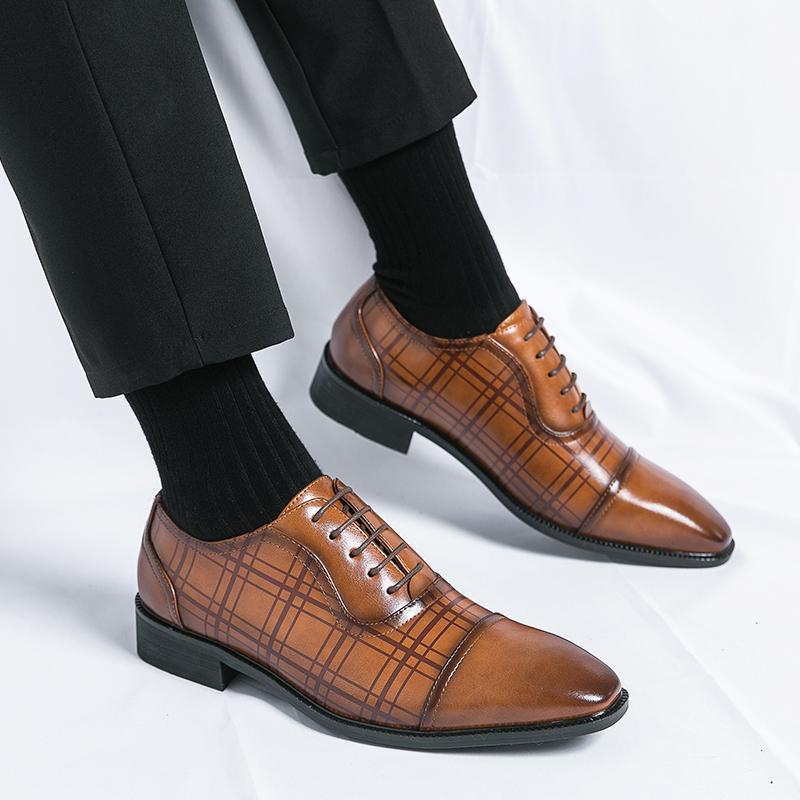 Новые мужские туфли Flower Plus Business Dress Blok из кожи с британской шнуровкой, дышащие повседневные мужские туфли