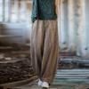 Women's Cotton Linen Vintage Long Pants Artistic Casual Versatile Travel Lantern Pants Comfortable Fit High Waist