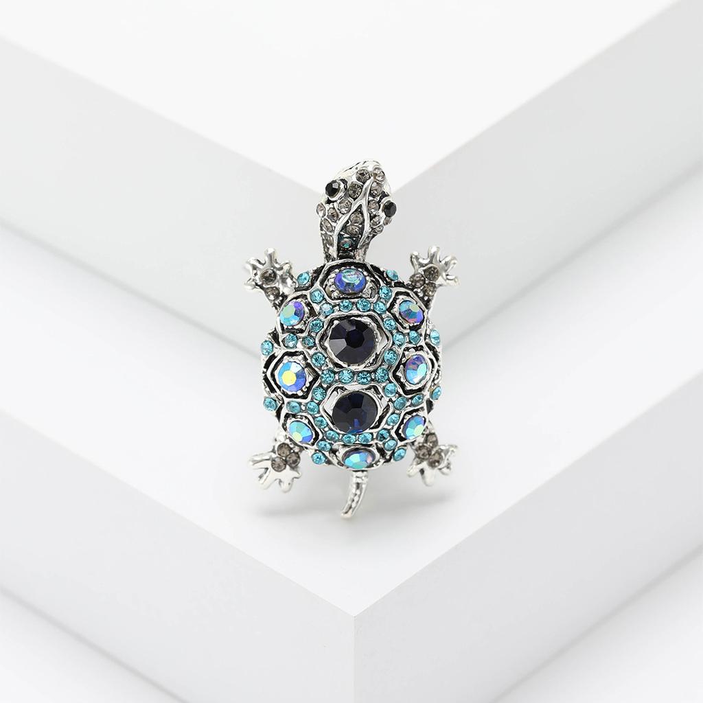 Модная винтажная брошь в виде черепахи со стразами, креативная индивидуальная булавка в виде животного, аксессуары для одежды