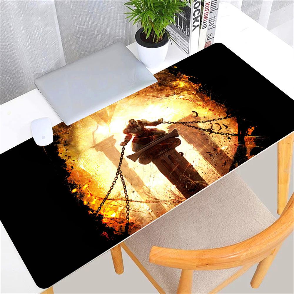 Large Game God of War Mousepad XL Desktop Natural Rubber Desk Mat Kawaii Gaming Accessories Students Writing Pad Desk Mat 80x30