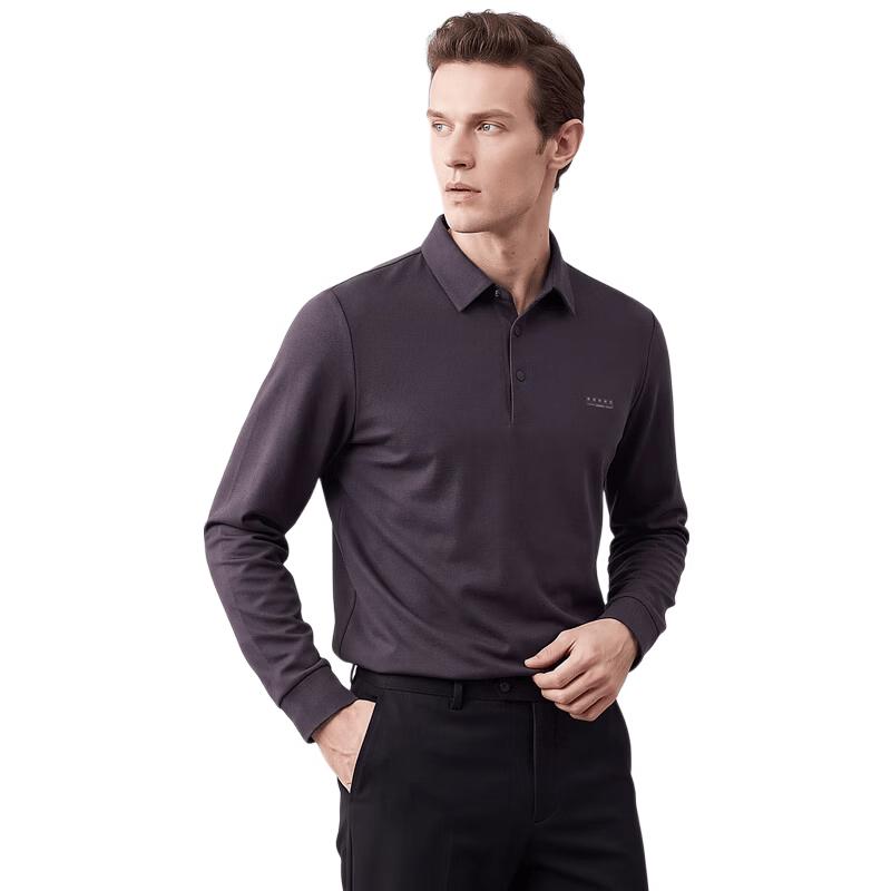 SHANSHAN Men's Wool-Blend Long-Sleeve Polo Shirt
