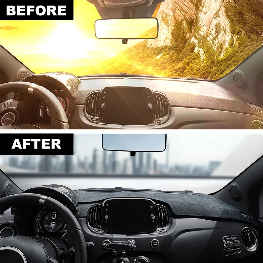 Фланелевый коврик на приборную панель для Abarth 595 695 (2012-2024 гг.) Fiat 500 (2012-2019 гг.) - Автомобильный коврик в салон с защитой от бликов и солнца
