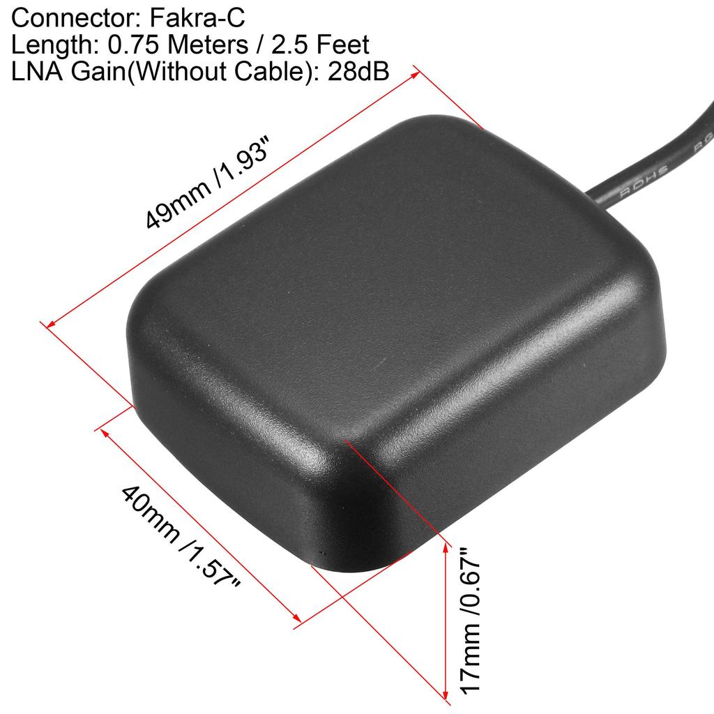 uxcell GPS Active Antenna Fakra-C Plug 90 Degree 28dB Antenna Connector Cable with Magnetic Mount 0.75M Wire