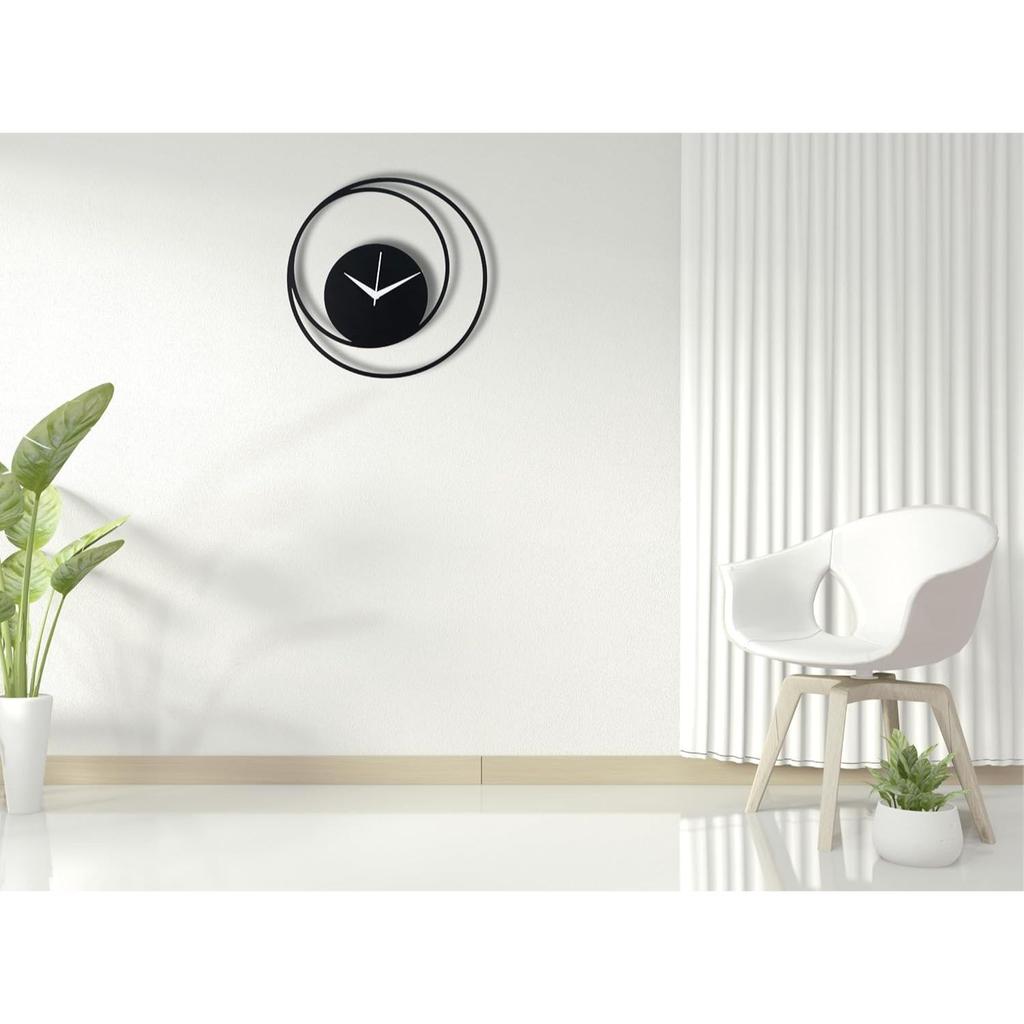 Настенные часы для дома, офиса, гостиной, спальни, детской комнаты и кухни | Стильный новейший домашний декор | (35 X 35 см) | Черный цвет (Включенная батарея)
