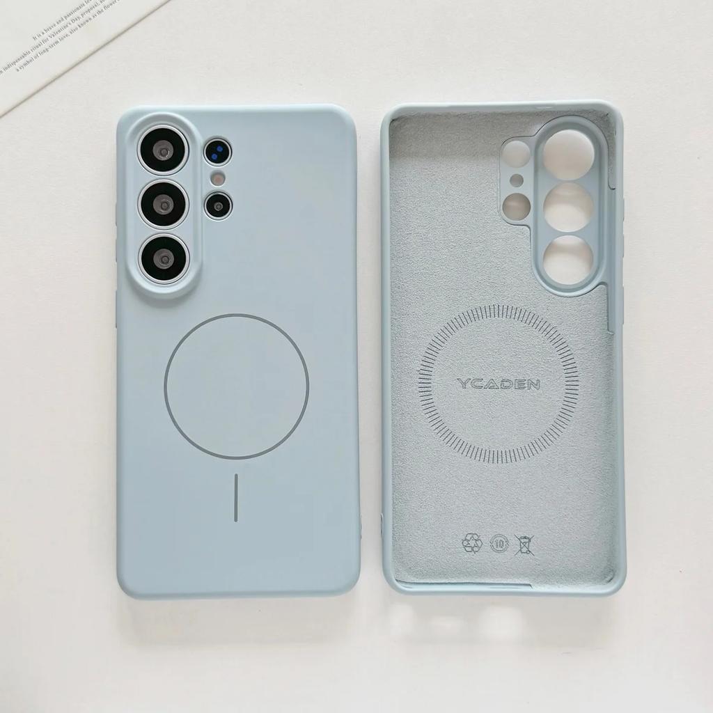 Жидкий силикон для Magsafe Магнитный чехол для беспроводной зарядки для Samsung S26 Ultra Plus Однотонный Мягкий матовый Защита камеры