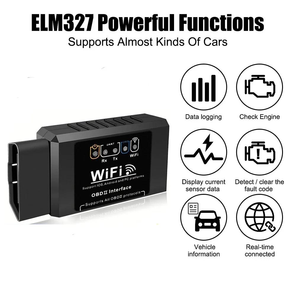 ELM327 WiFi OBD2 Code Reader & Scanner (V1.5) – Car Diagnostic Tool & Vehicle Fault Detector (Works with Android / iOS / PC)