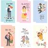 Character One From & Two Illustration Cheering Envelopes 6 Types X 2p Set FB1017, Mixed Colors, 1 Set
