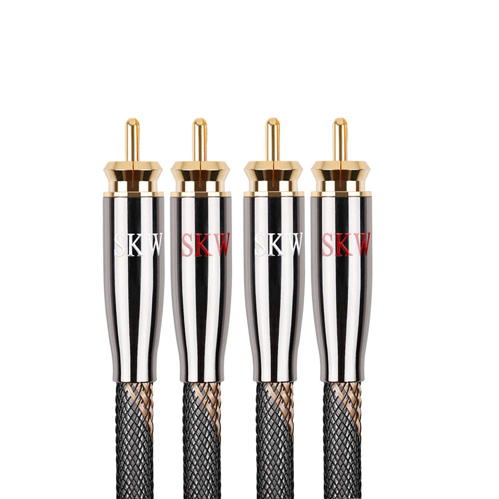 Аудиокабель SKW RCA 5 м Папа-Папа 2RCA на 2RCA Позолоченные разъемы 99,99% Однокристаллическая медь OCC Двойное экранирование для усилителя, CD-плеера, автомобильной аудиосистемы