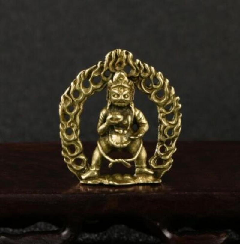 Rare Chinese Art Old Brass Hot Fire Boy Toys Statue Figure Pet Antique Ornament