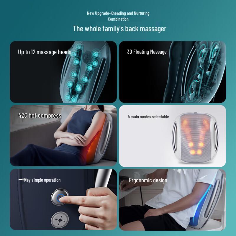 Philips Массажная подушка для поясницы и спины с подогревом, штекер CN (адаптер в комплекте)