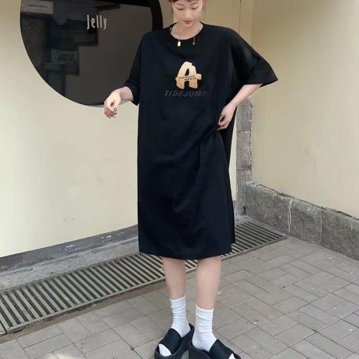 Женское летнее простое платье с короткими рукавами, тонкое, длинное, выше колена, платье для сна с разрезом Lazy People