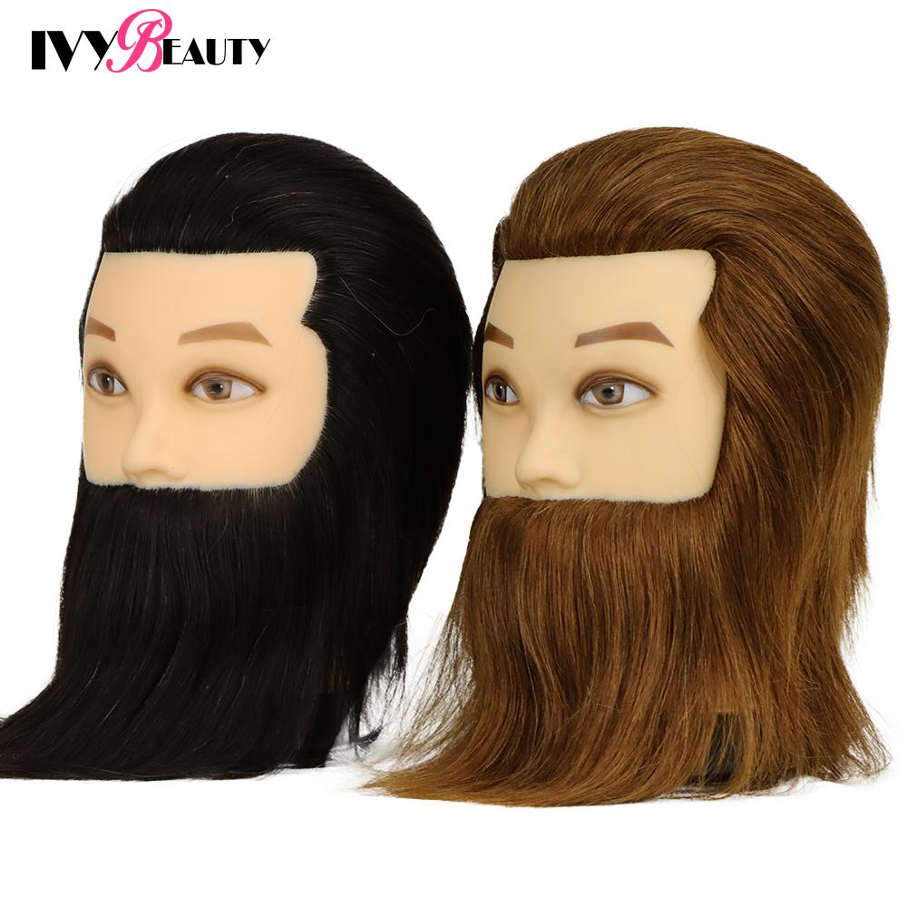 100% Human Hair Mannequin Head Male Barber Hairdresser Manikin Head Training Doll Head For Beauty Hairdresser Practice CuttIing