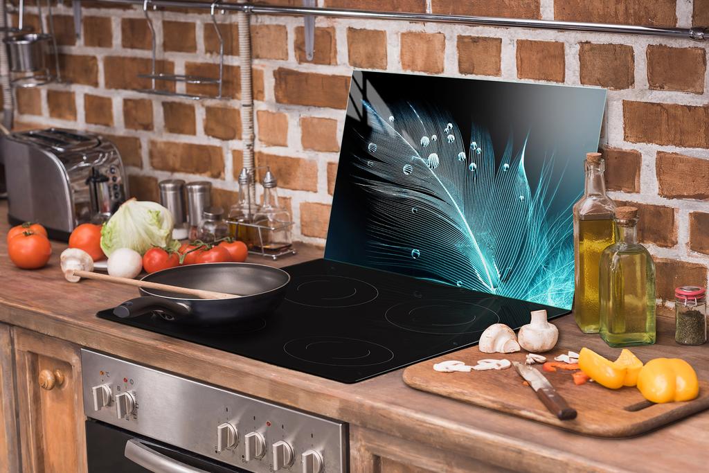 Glass stove protection plate 70x52 Feather