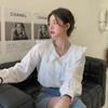 Дондэмун Сладкая блузка с воротником Питера Пэна: Женский свободный топ с длинным рукавом на весну/осень 2025.
