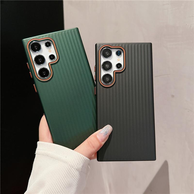 Для Samsung Galaxy S24 S23 S22 Plus Ультрарифленое зернистое покрытие Металлическая краска Противоударный противоскользящий чехол для задней крышки из ПК с защитой от отпечатков пальцев